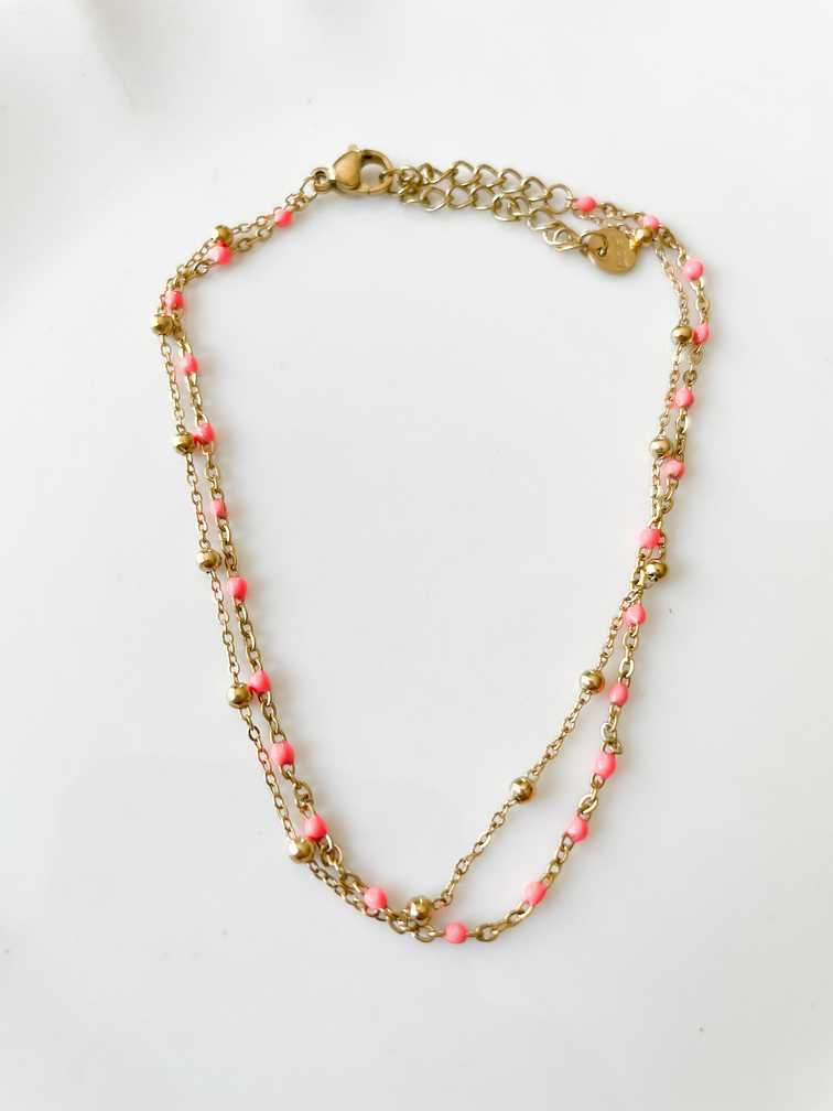 bracelet de cheville corail doré
