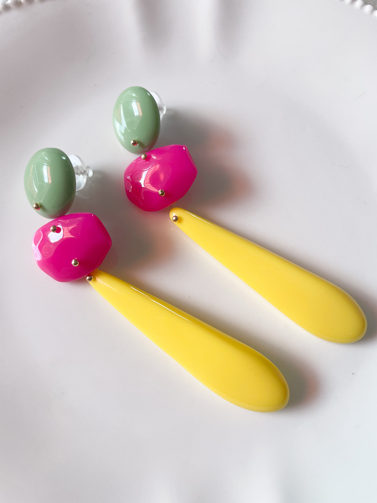 boucles Ibiza rose jaune doré