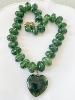 collier coeur kaki doré