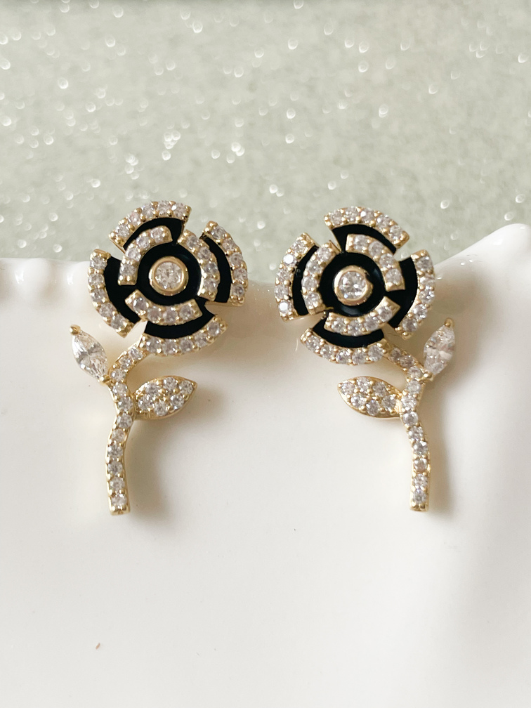 boucles strass puce rose doré