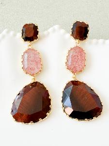 Boucles pierres Fiona doré