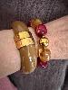 Bracelet perles acajou bordeaux doré
