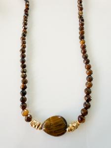 Collier pierres Abba marron doré