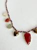 Collier Coeur pierres vert brique doré