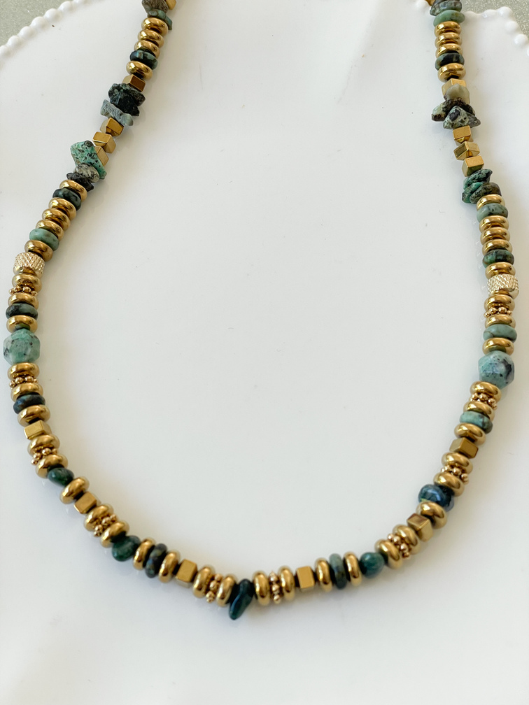 Collier Charly vert doré