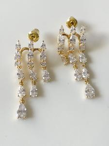 Boucles strass Josephine blanc doré