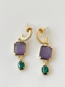 Boucles pierres Lucie violet doré 