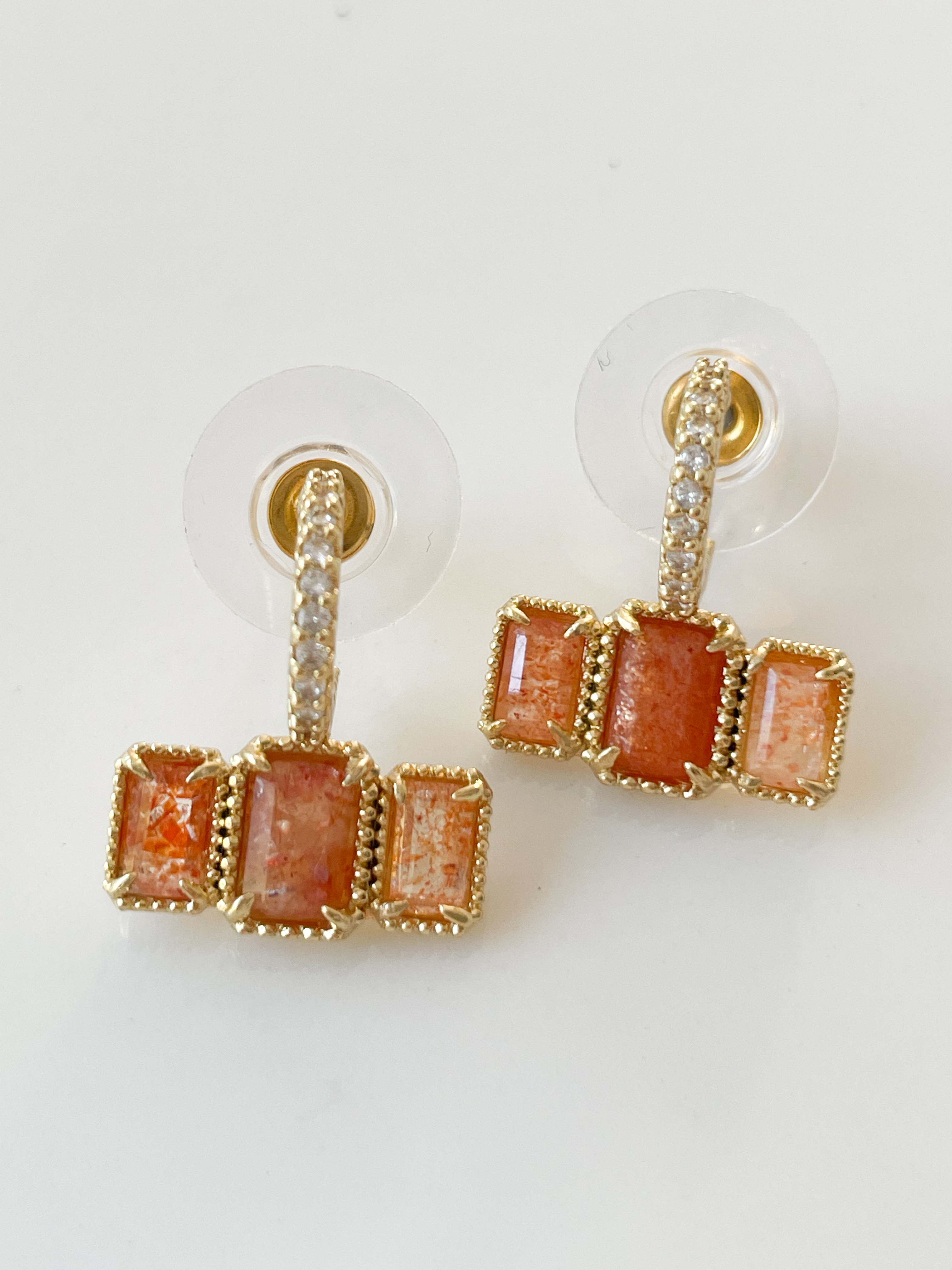 Boucles pierres Sarah orange doré 