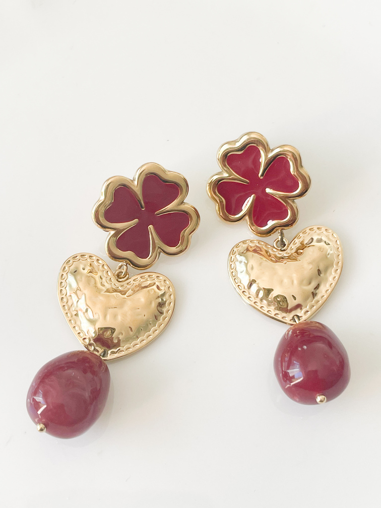 Boucles Sacha bordeaux doré