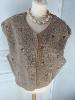 gilet sans manche moumoute marron fleurs 36/40