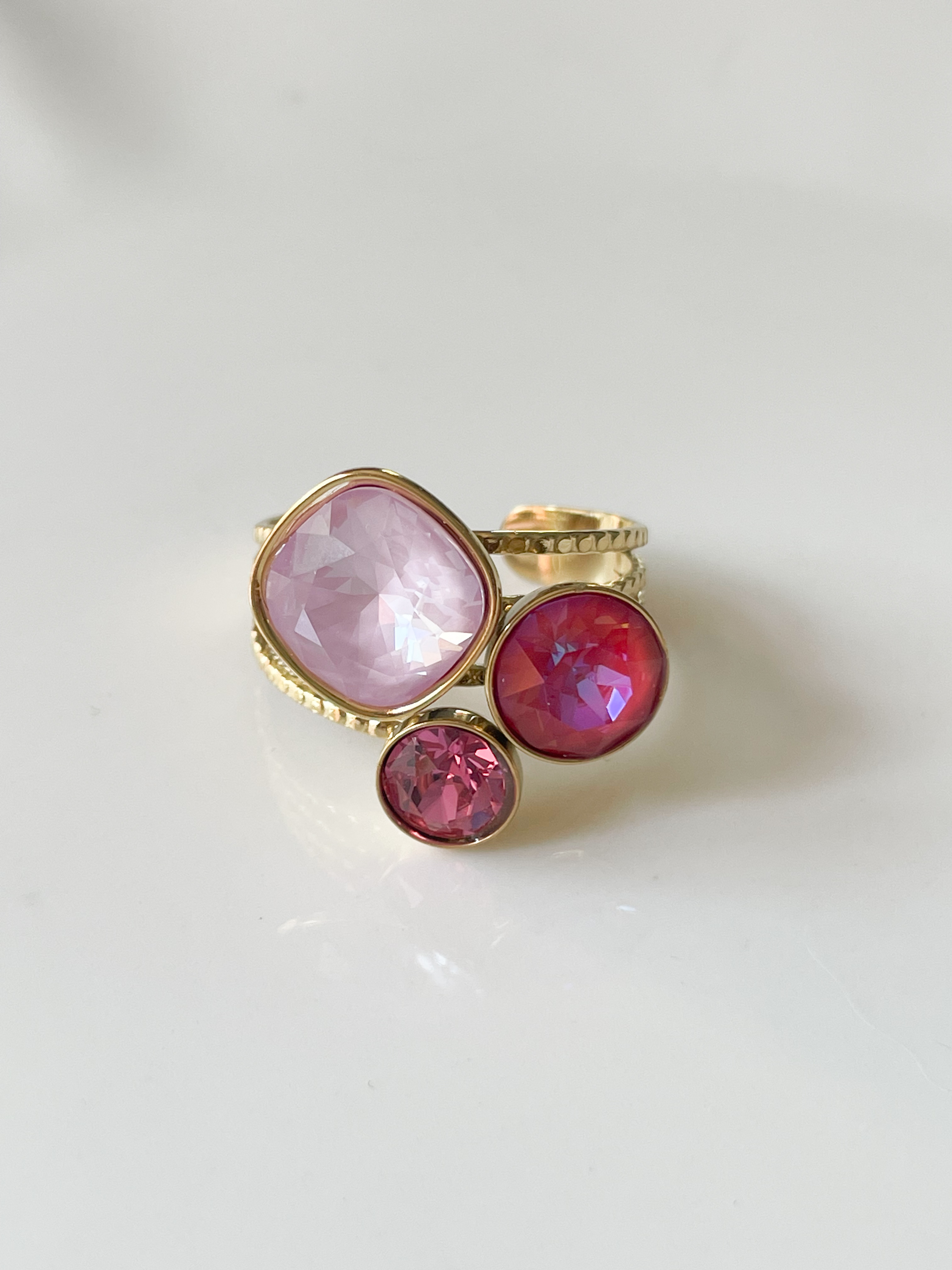 Bague Cristal 3 tons rose doré