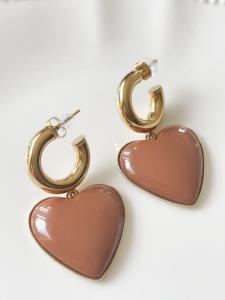 boucles Léa coeur marron doré