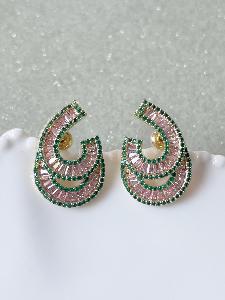 Boucles strass Cathel rose vert doré