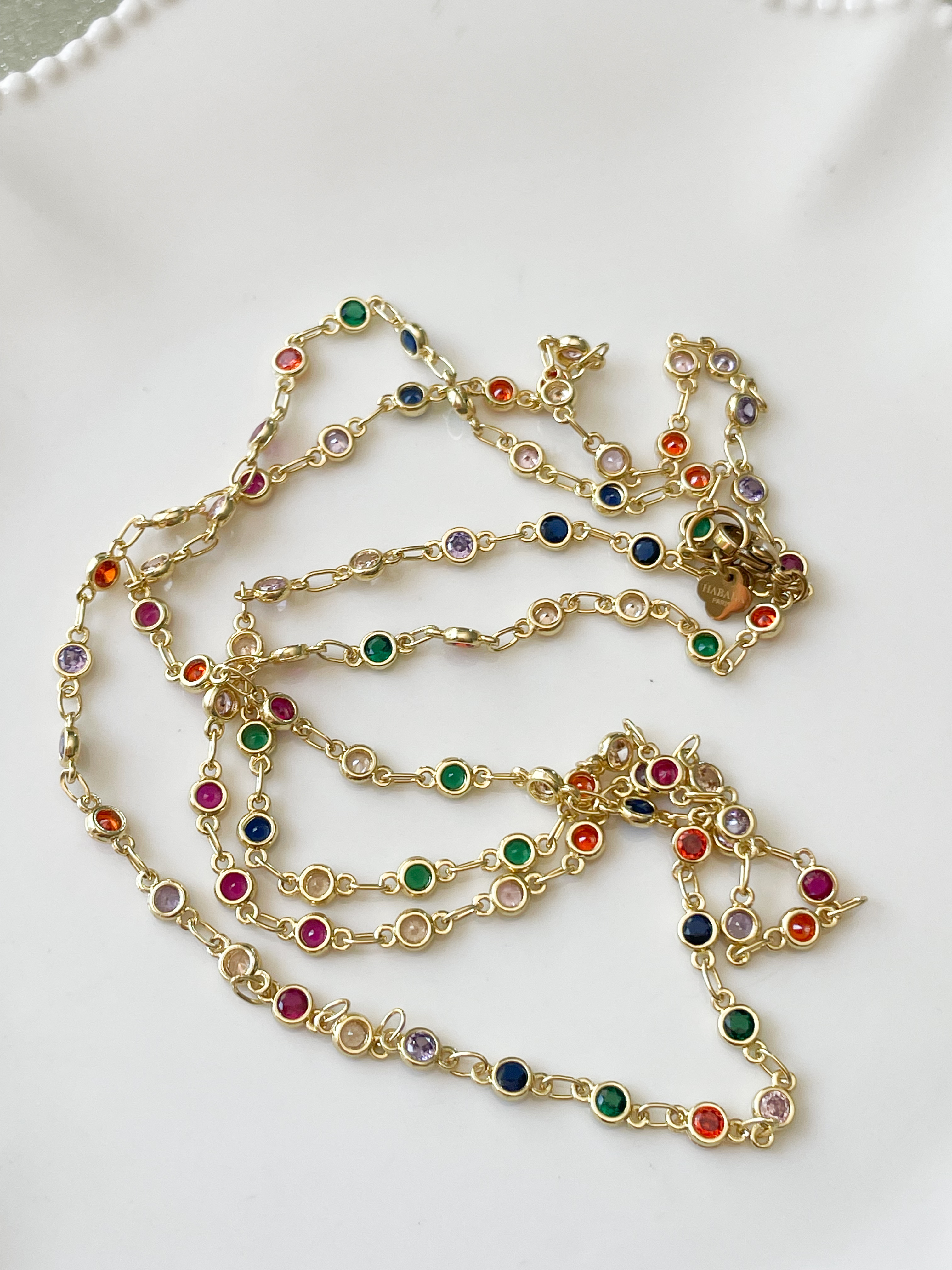 Collier bracelet multicolore doré