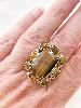 Bague pierre rectangle marron doré
