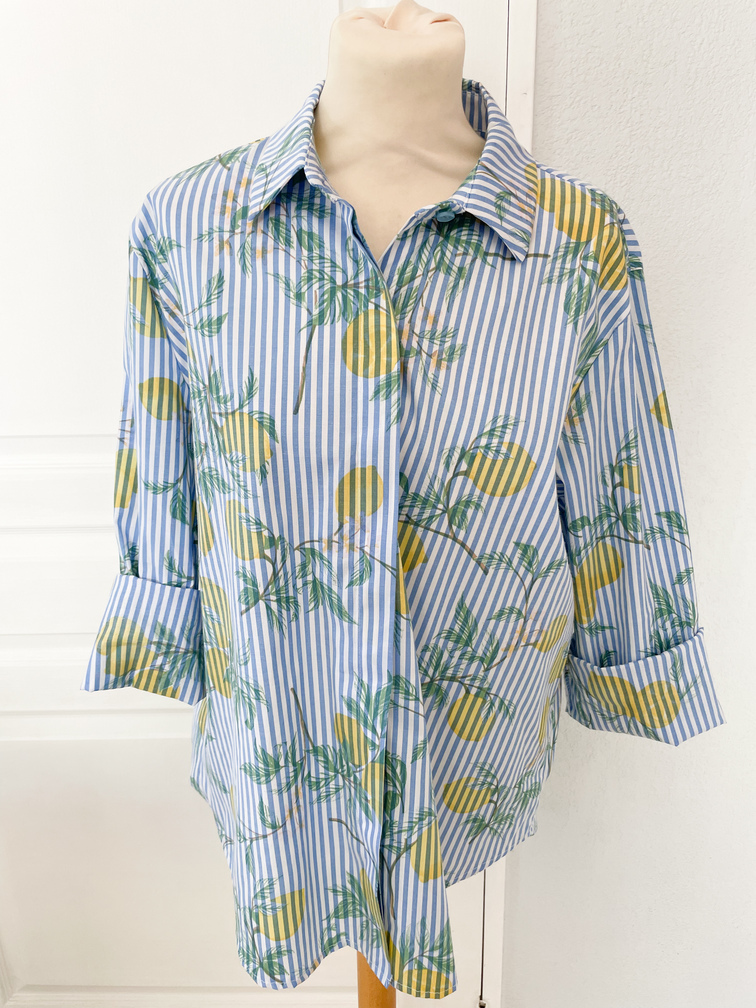 Chemise rayée citron bleu 36/46
