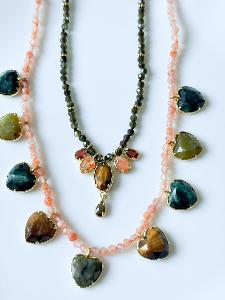 Collier pierres Lexy gris doré