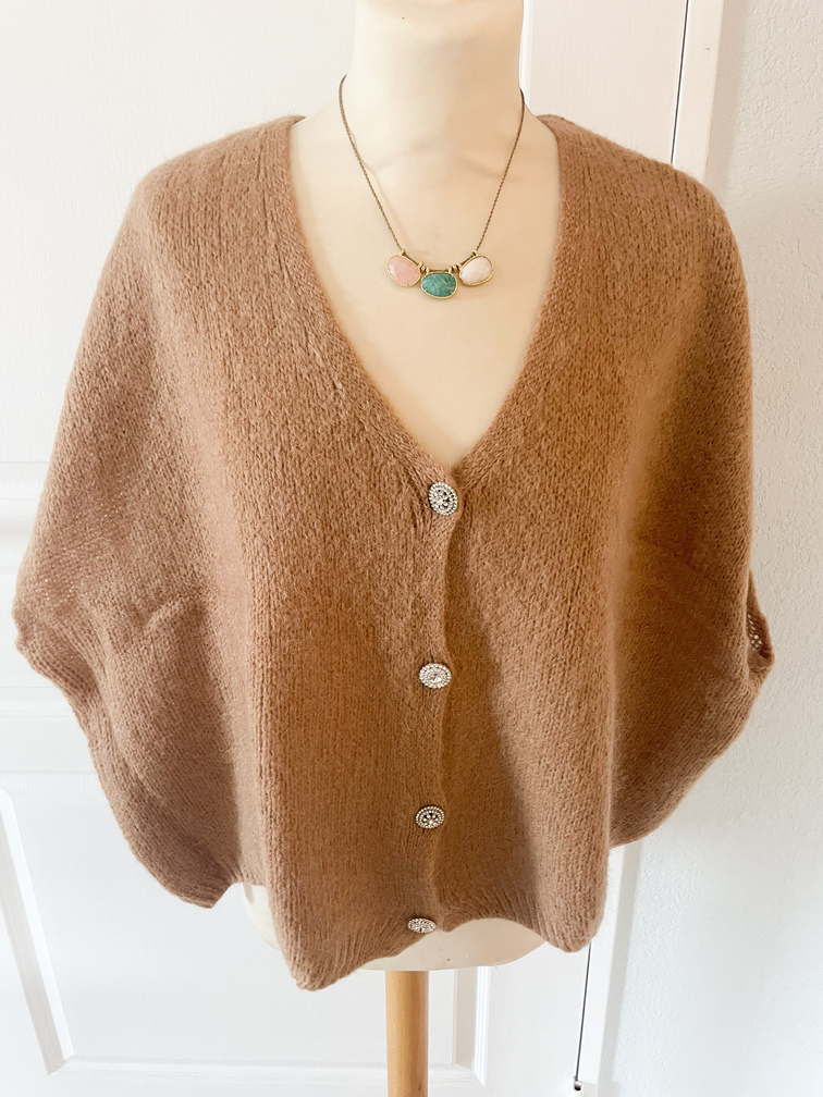 Gilet sans manche Kid mohair camel