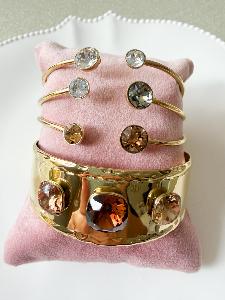 Bracelet cristal large marron doré
