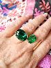 Bague cristal ovale vert doré