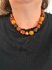 Collier perles multi marron doré