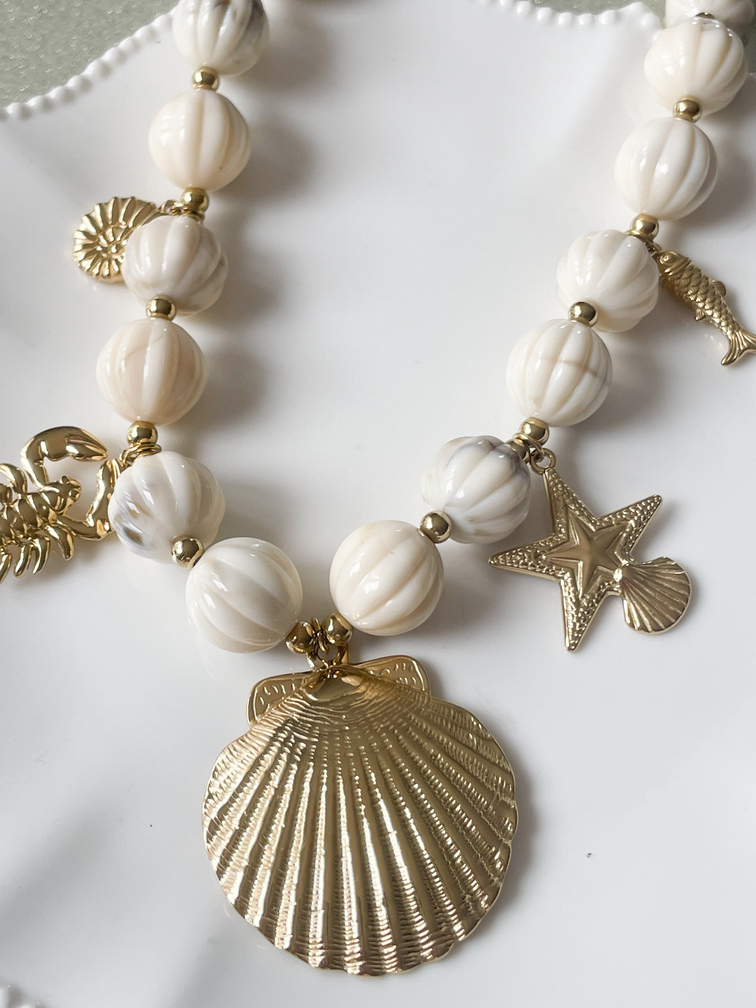 Collier Odile beige doré