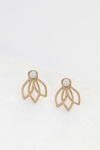 boucles Lotus puce vert doré de Shlomit Ofir