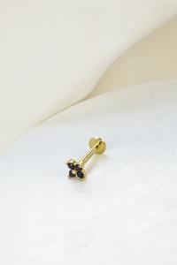 boucle piercing Daffodil noir doré de Shlomit Ofir