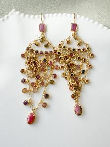 Boucles pierres Chimène doré
