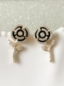 boucles strass puce rose doré