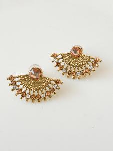 Boucles cristal éventail ocre doré
