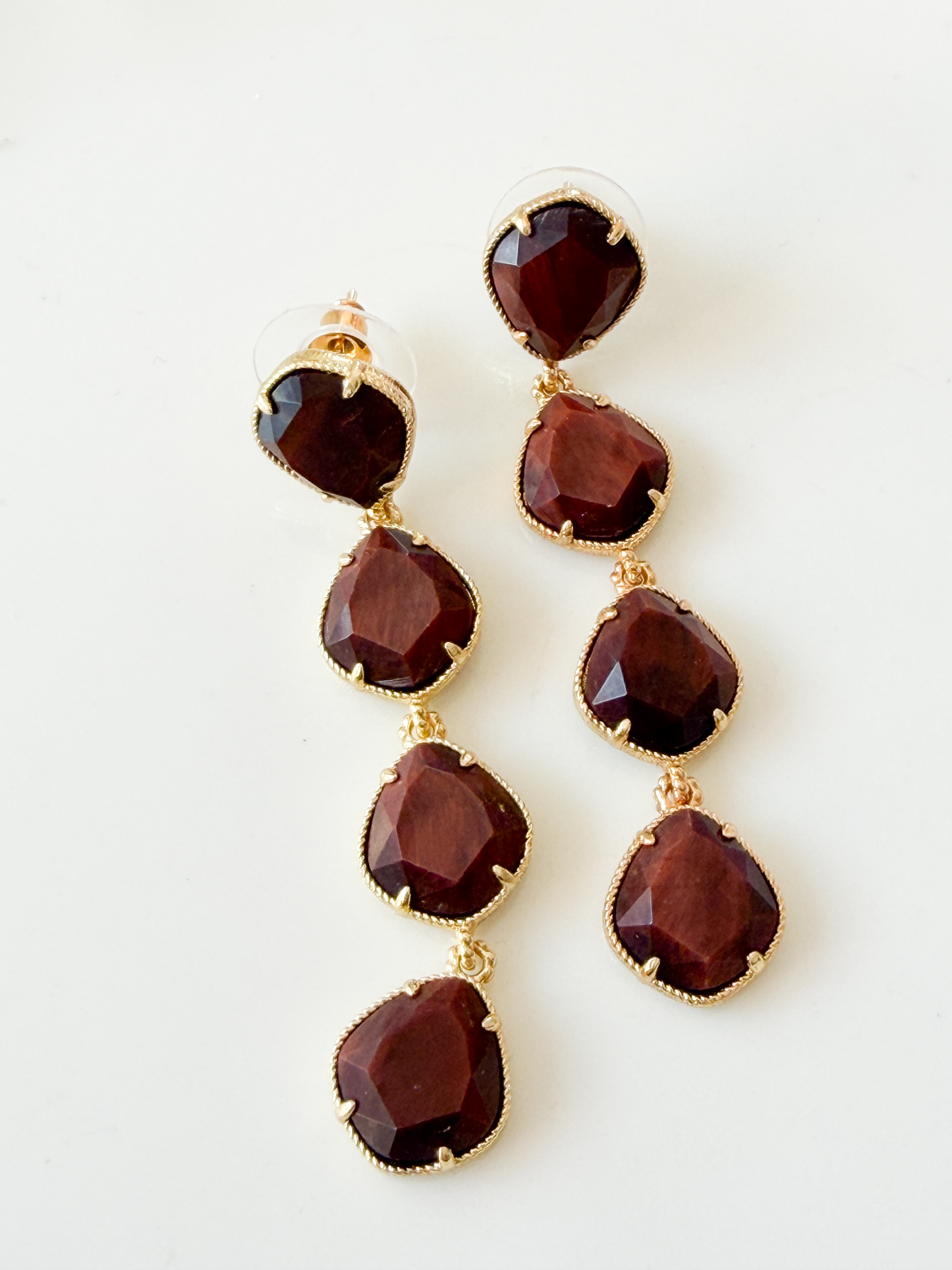 Boucles Paloma pierres marron doré