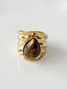 Bague large marron doré du live