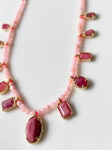 Collier pierres Randy rose doré