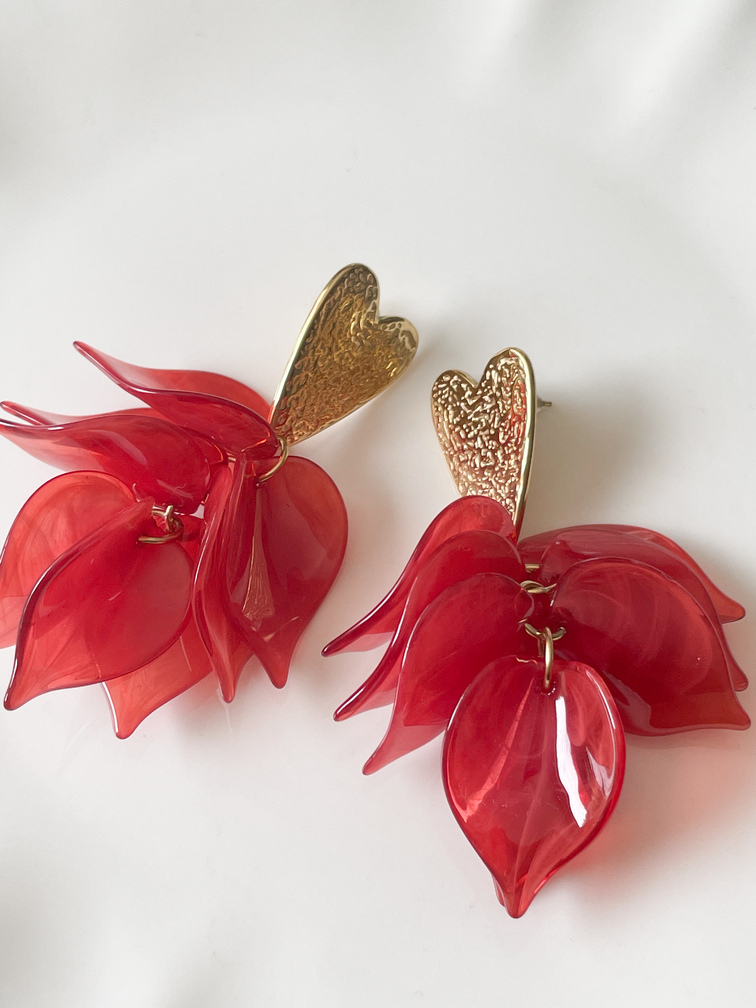 Boucles Gloria rouge doré