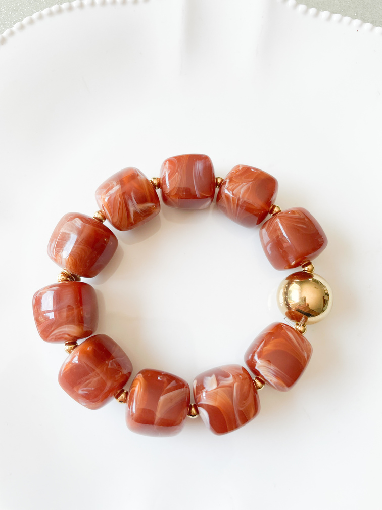 Bracelet perles moka doré