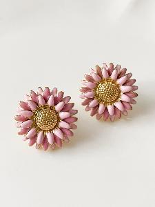 Boucles Marguerite rose doré