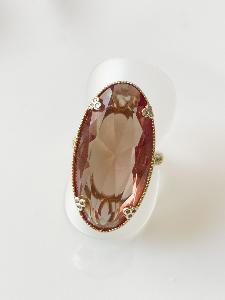 Bague ovale marron doré