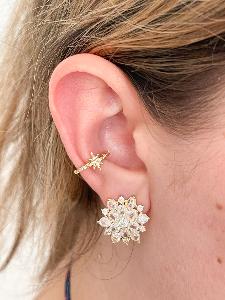 boucle solo météore strass blanc doré