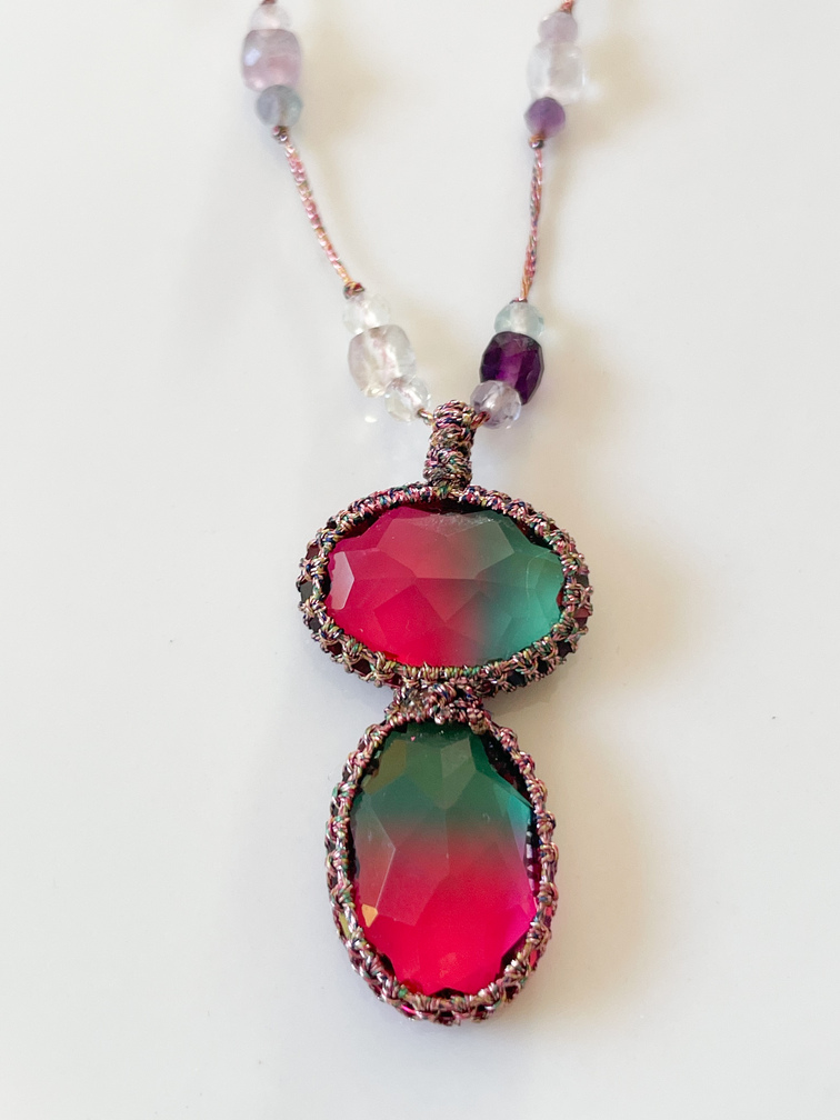 collier Pablo rose vert doré