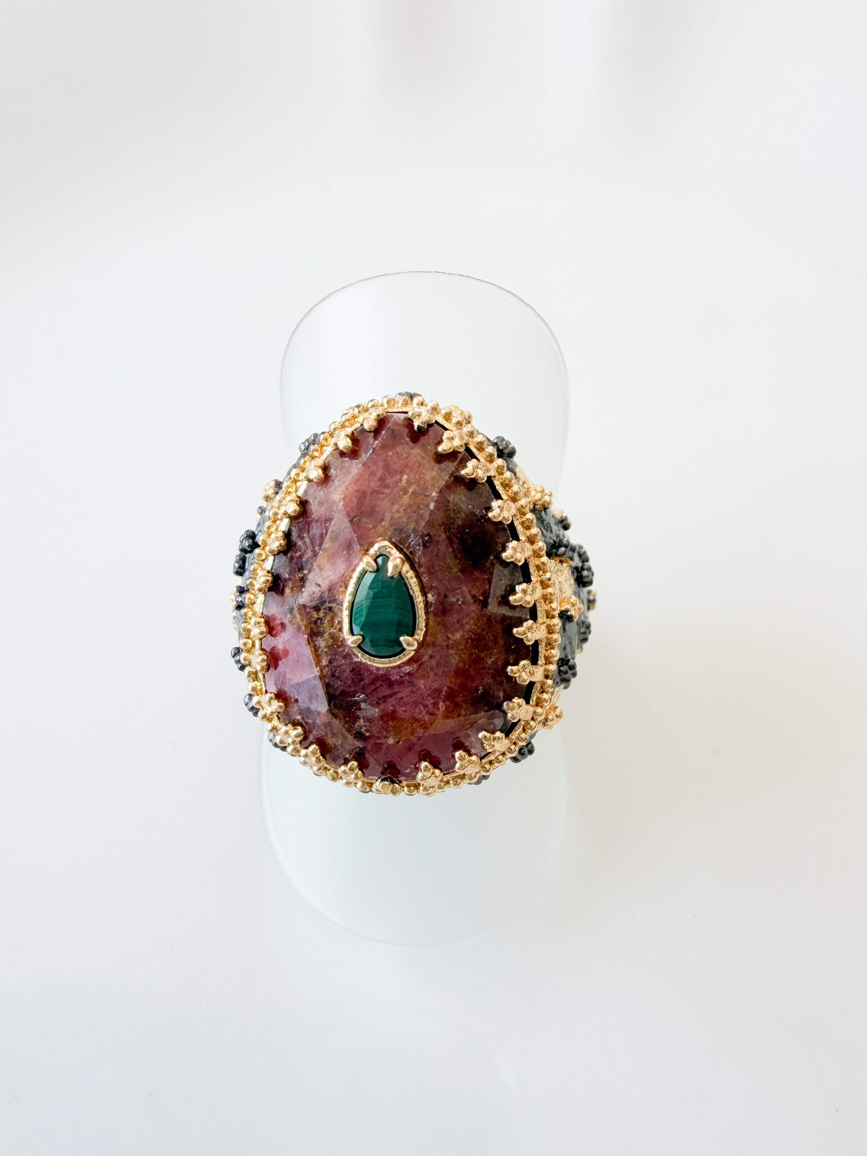 Bague pierre Betty prune doré noir