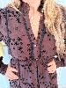 Robe marron brodée fleurs noires L 42