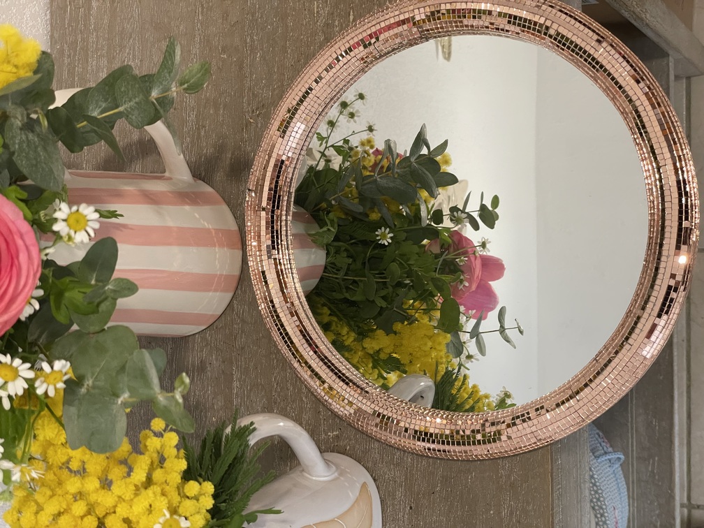 Miroir disco cercle rose gold