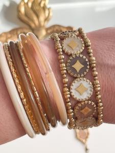 bracelets 6 rangs marron doré du Live