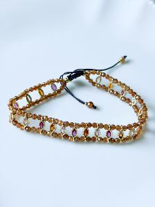 Bracelet pierres Tania beige doré