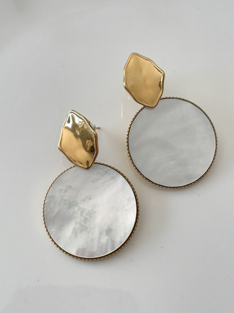 boucles Inès nacré blanc doré