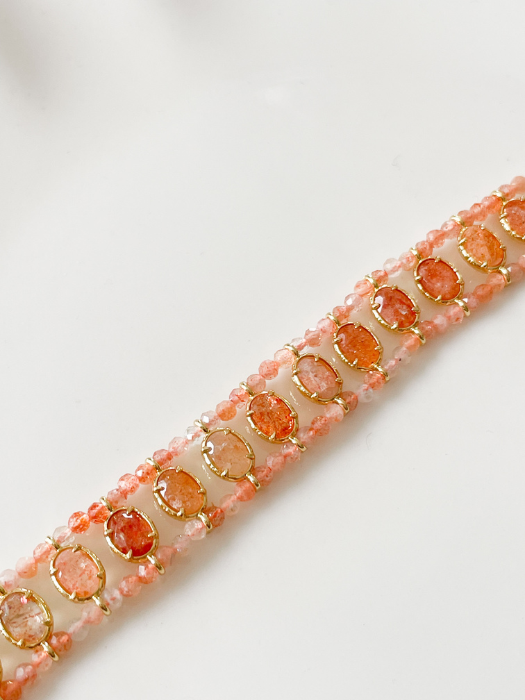Bracelet pierres Jill orange doré