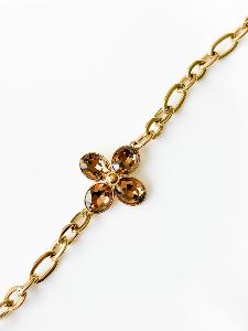 Bracelet strass fleur beige doré