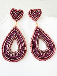 Boucles goutte perles brodées
