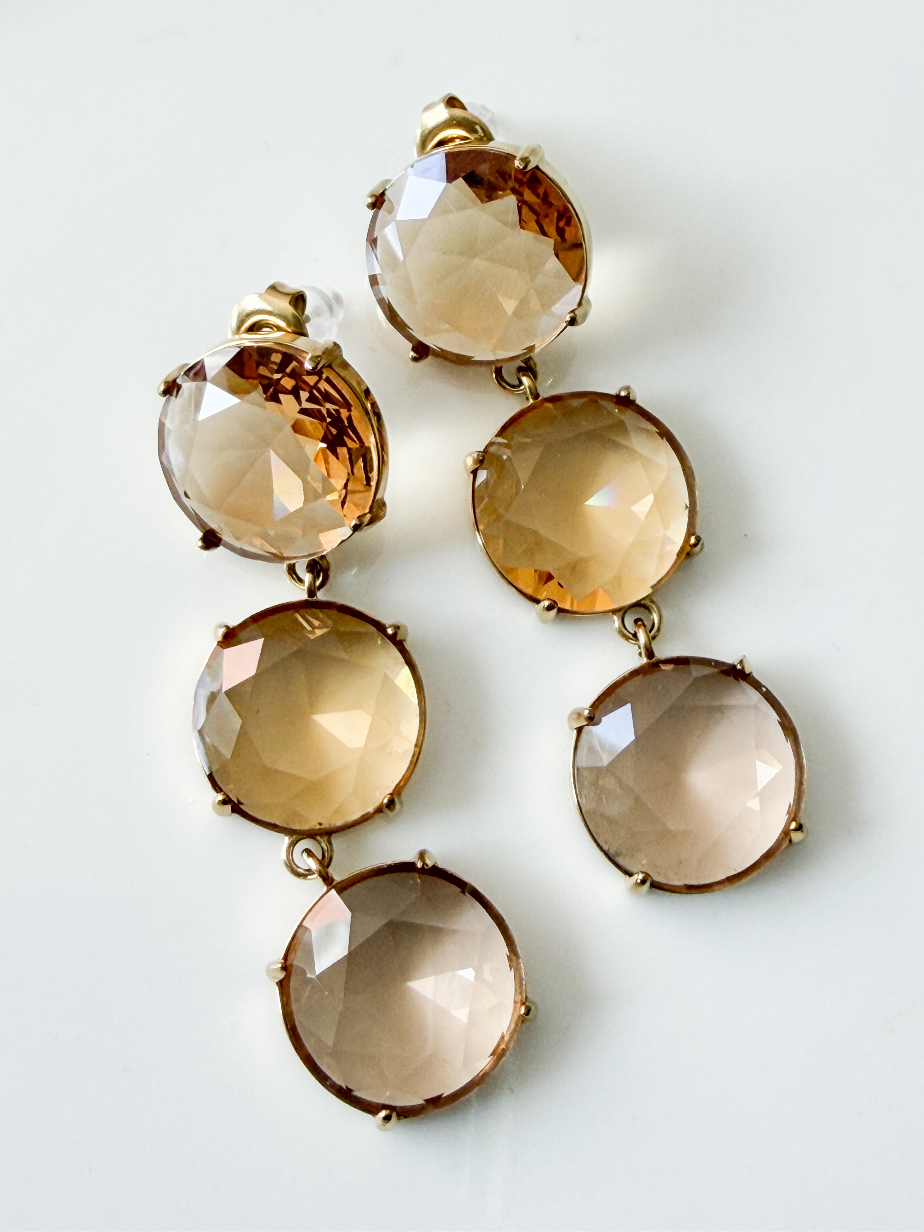 Boucles cristal rondes marron doré